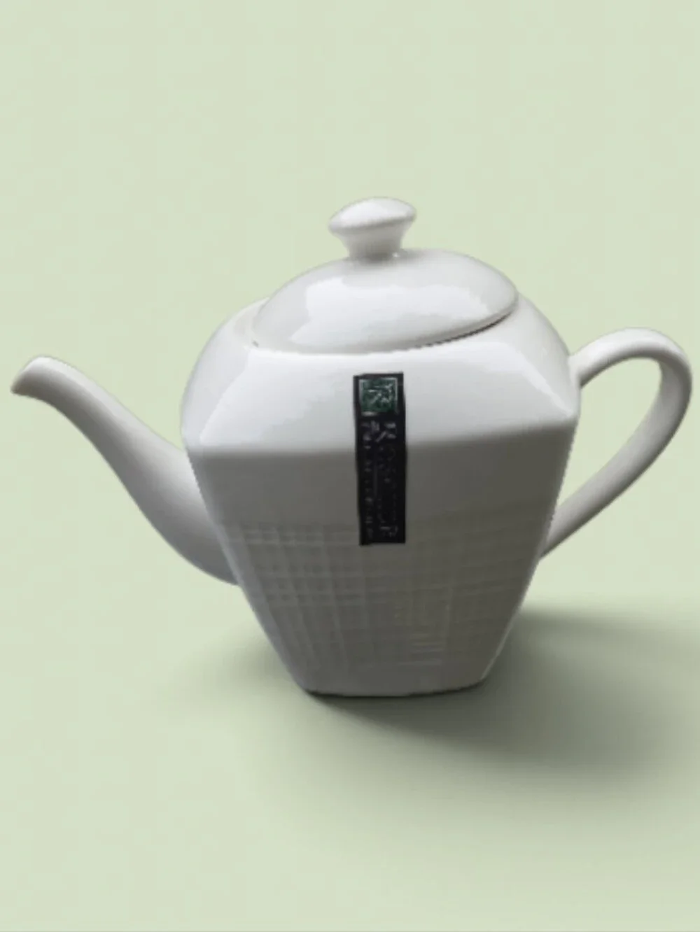 Roscher Fine Porcelain Ceramic White Square Textured Teapot with Lid New Read